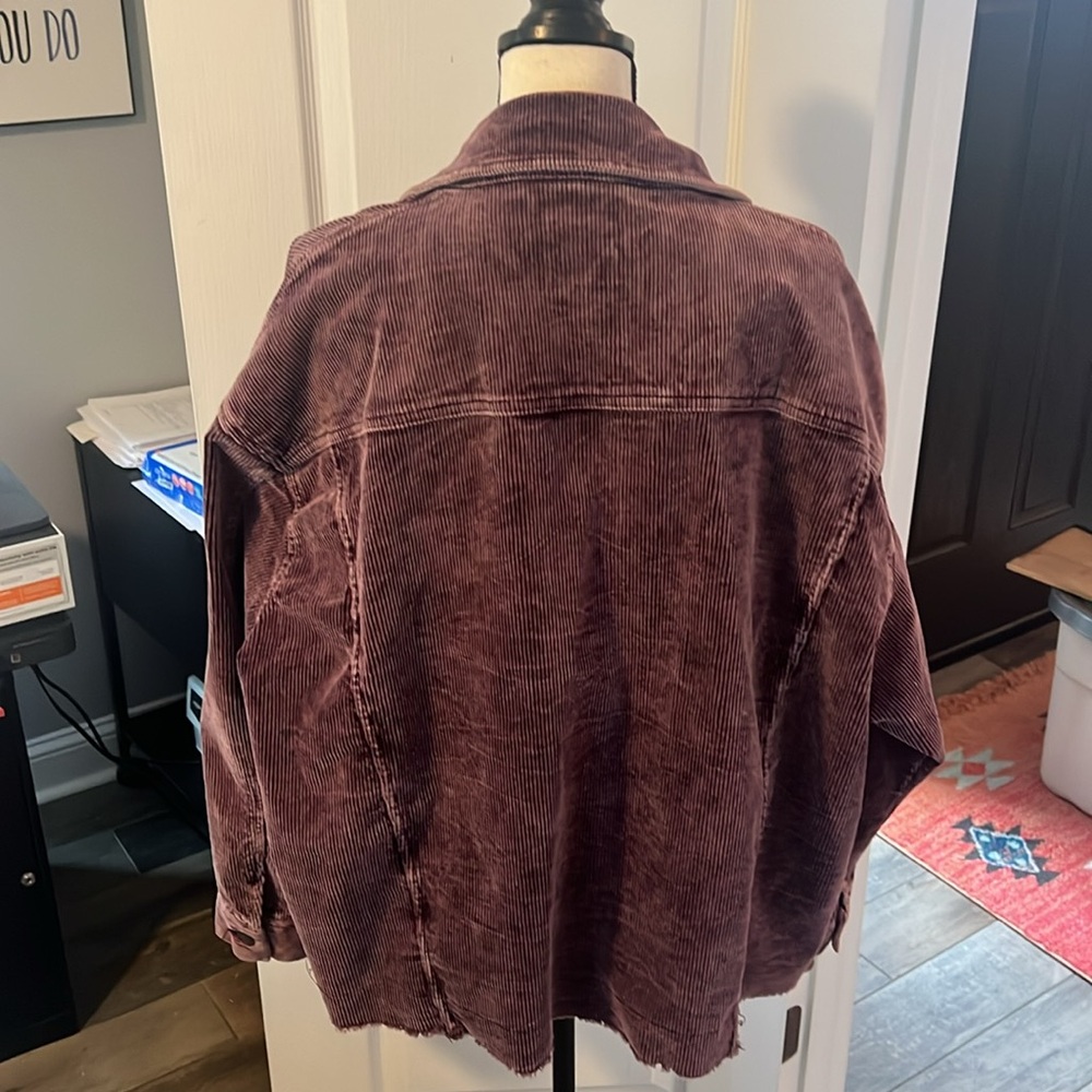Natural Reflections purple corduroy button up shacket, sz 2X - Picture 4 of 7